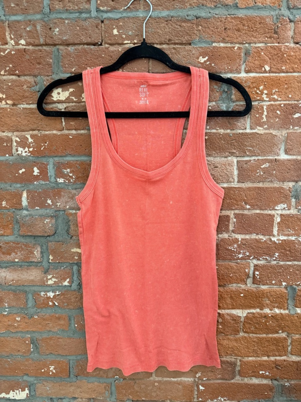 aerie Coral Ribbed Tank Top - Women's Coral